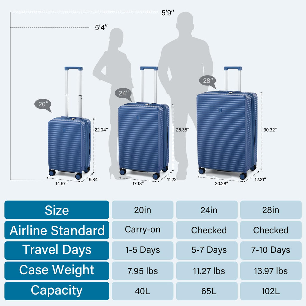 Expandable Travel Luggage with Cup Holder Charger Built in Lightweight Small Suitcase, Silver