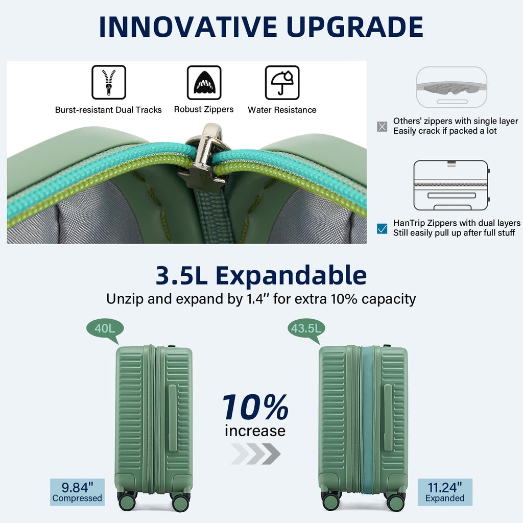 Expandable Travel Luggage with Cup Holder Charger Built in Lightweight Small Suitcase, Silver