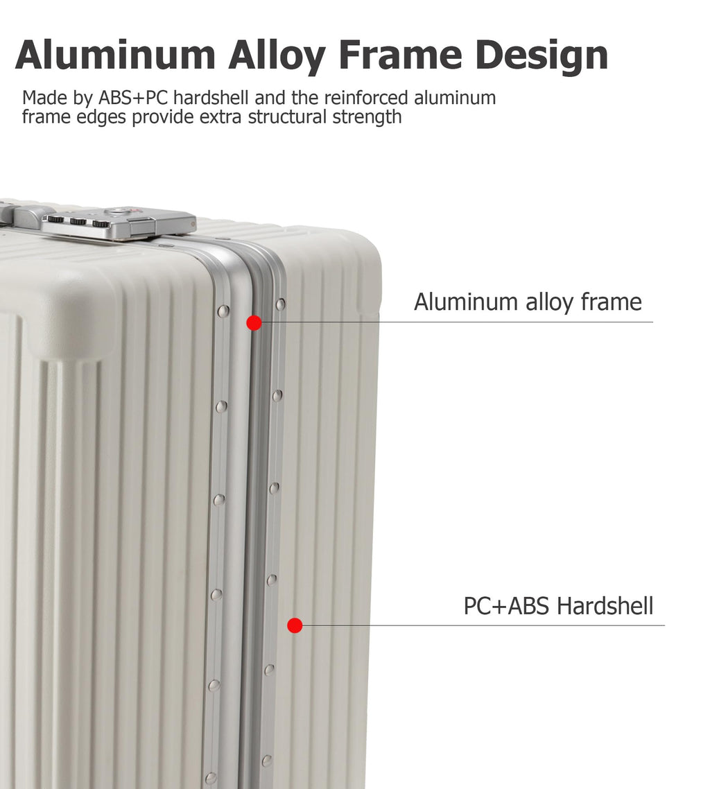 Aluminium Frame PC Hard Shell Spinner Wheels Luggage,20.8"X15"X8.7 Airline
