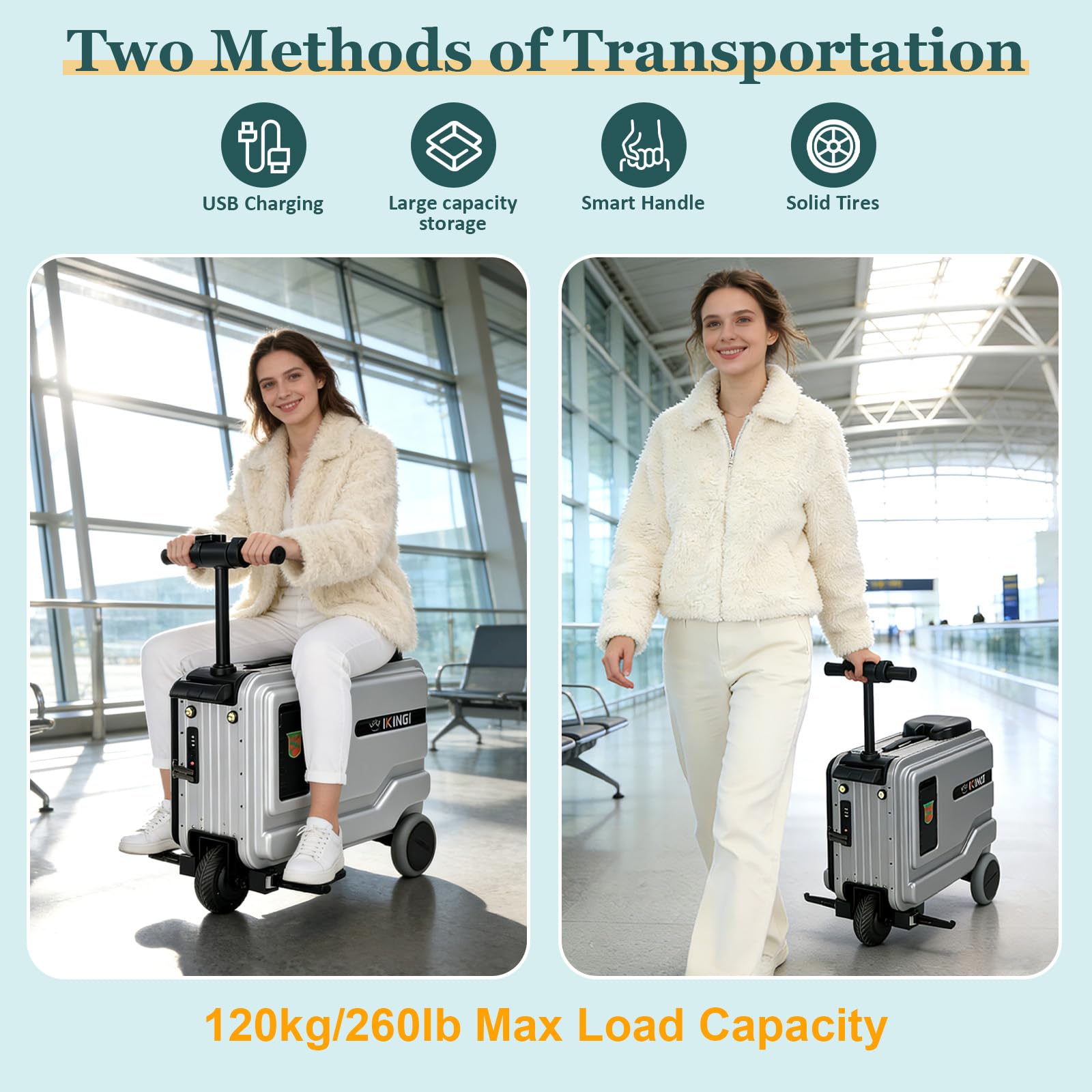 Electric Suitcase, Smart Rideable Suitcase