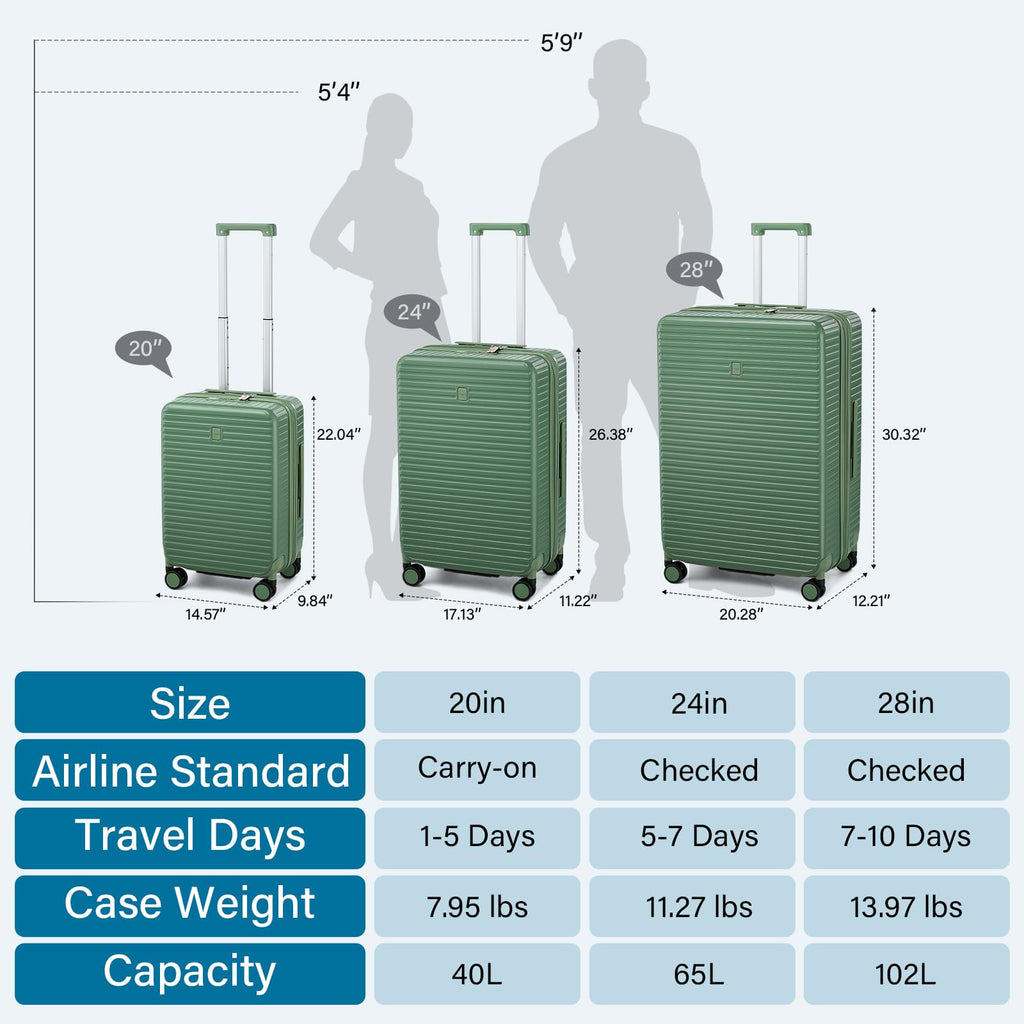 Expandable Travel Luggage with Cup Holder Charger Built in Lightweight Small Suitcase, Silver