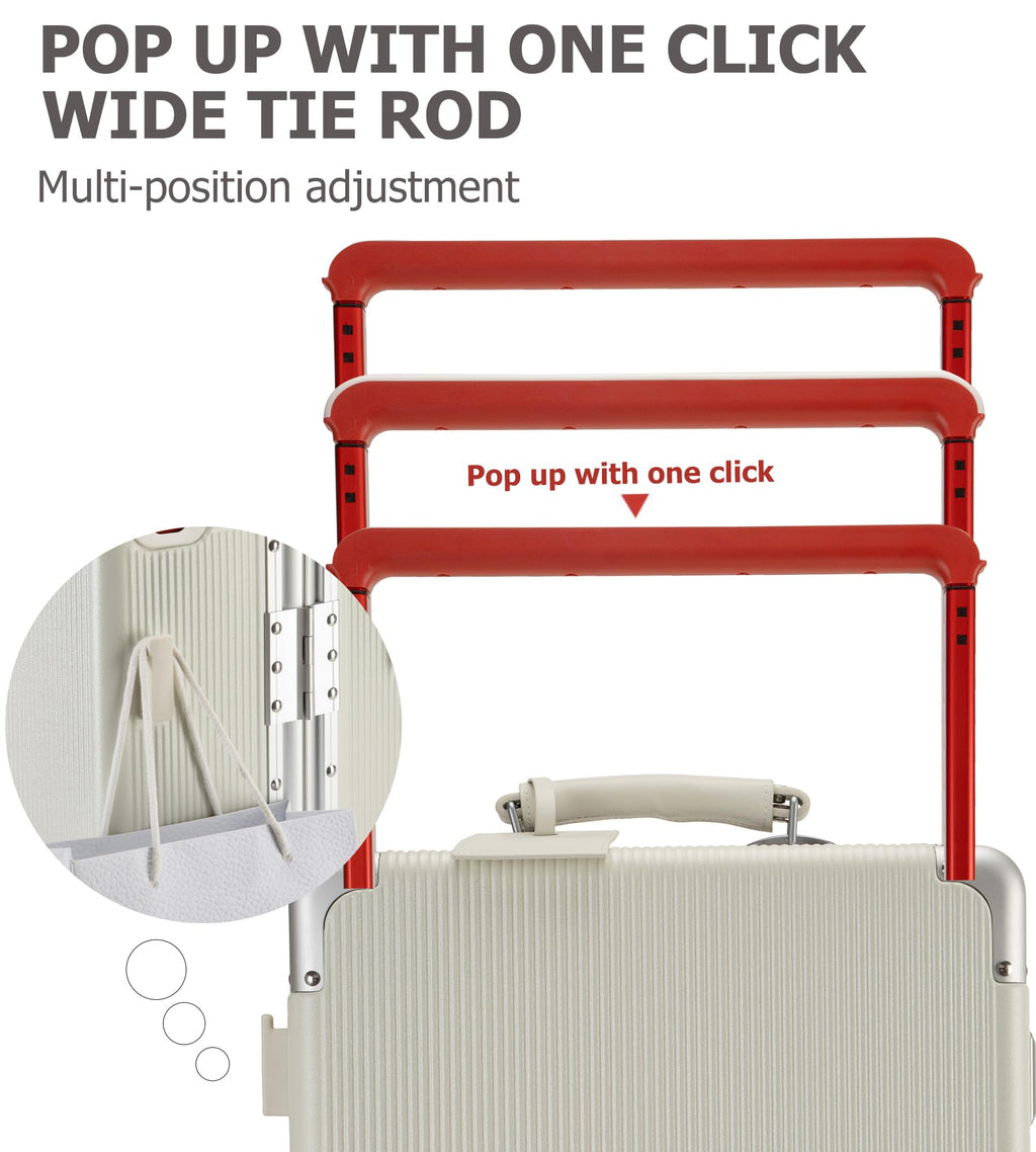 Wheels Luxury Rolling Travel Suitcase with TSA Lock & Cup Holder