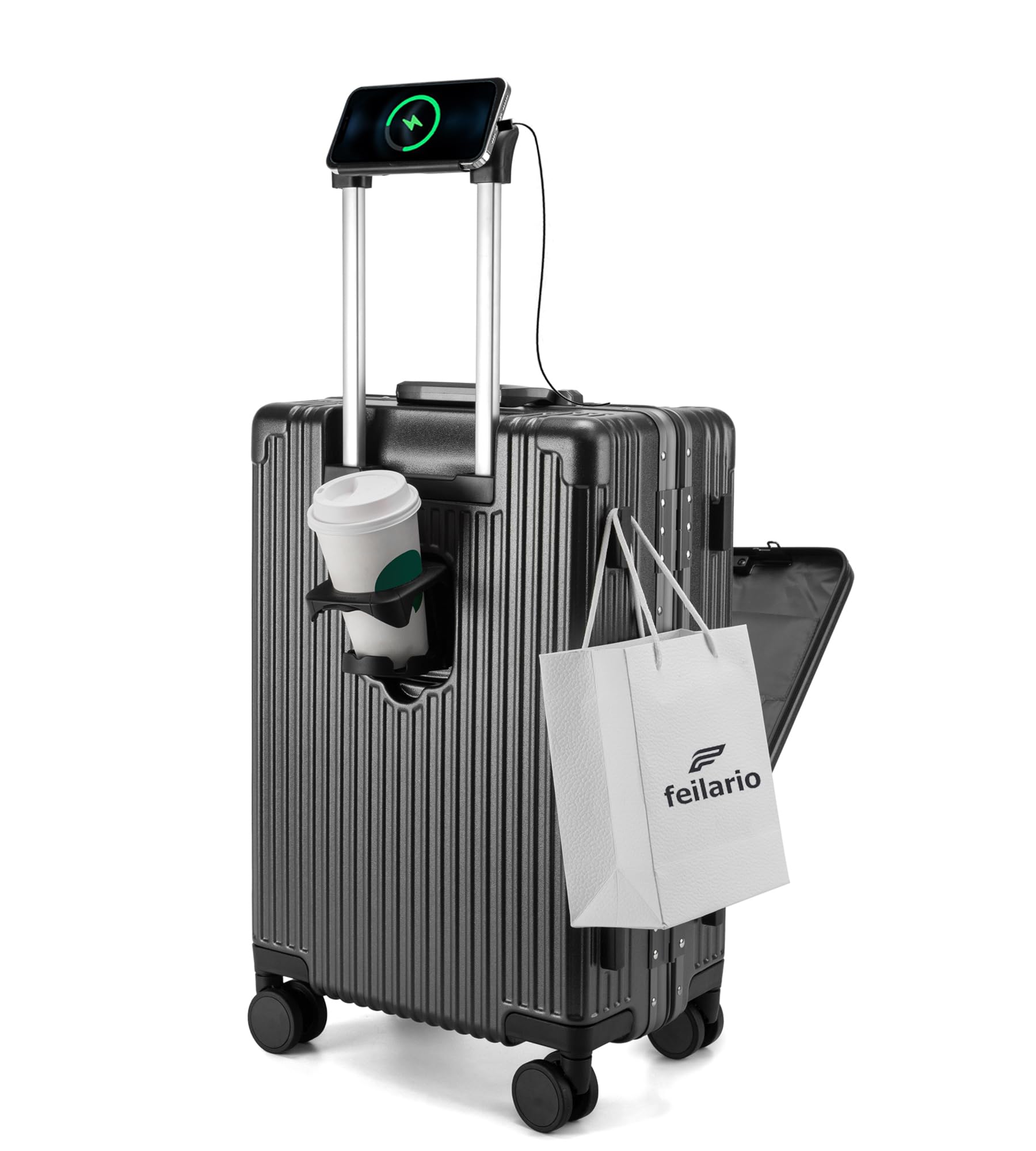 Aluminium Frame PC Hard Shell Spinner Wheels Luggage,20.8"X15"X8.7 Airline