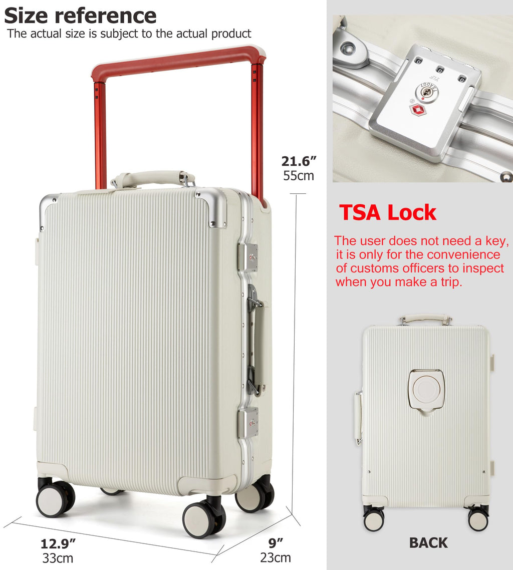 Wheels Luxury Rolling Travel Suitcase with TSA Lock & Cup Holder