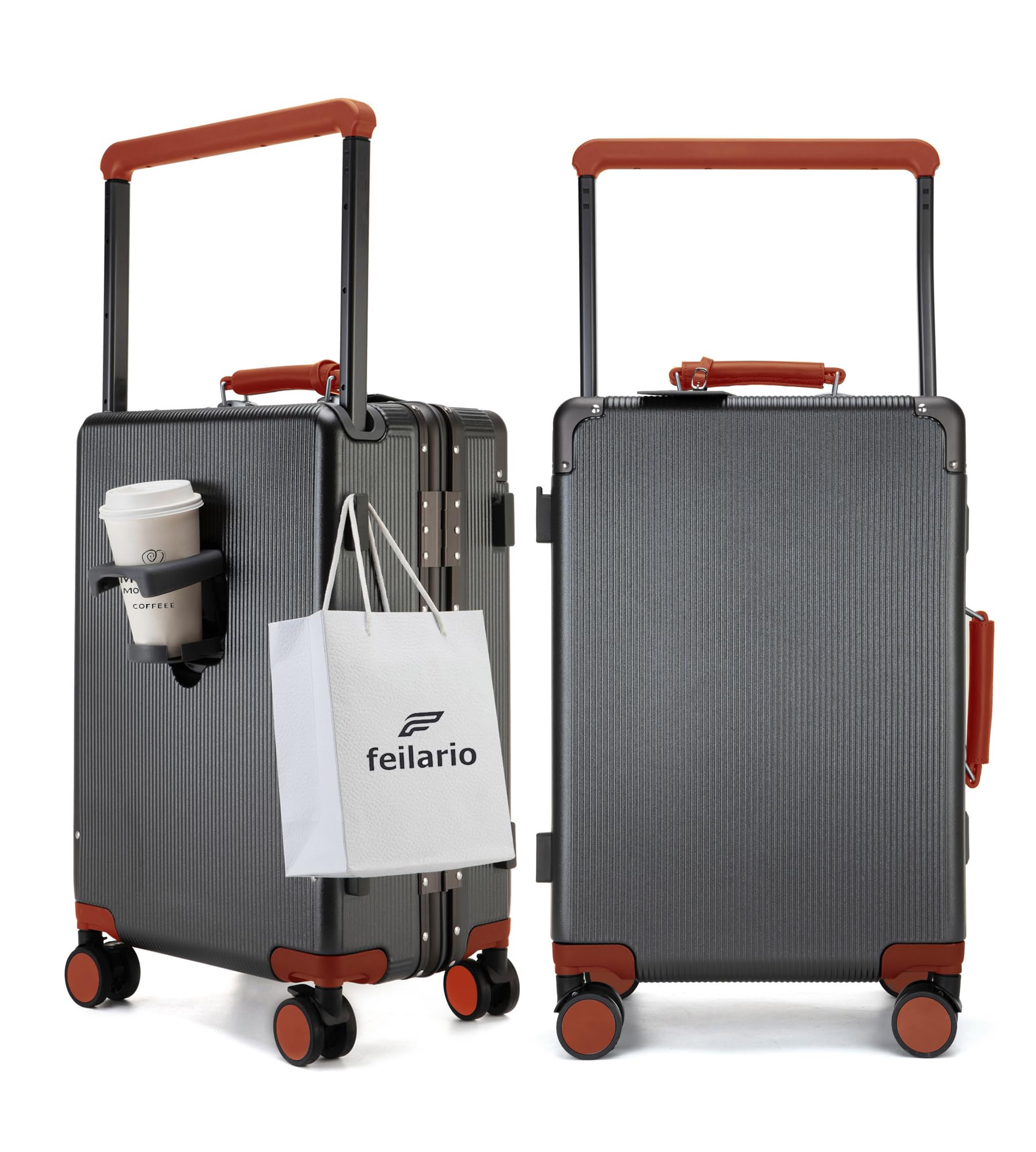 Wheels Luxury Rolling Travel Suitcase with TSA Lock & Cup Holder