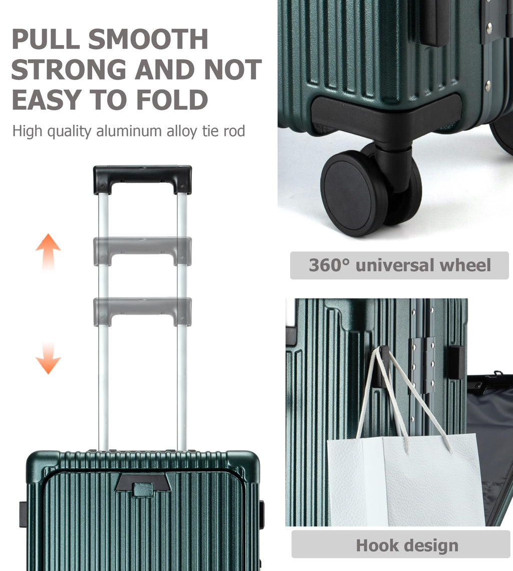 Aluminium Frame PC Hard Shell Spinner Wheels Luggage,20.8"X15"X8.7 Airline